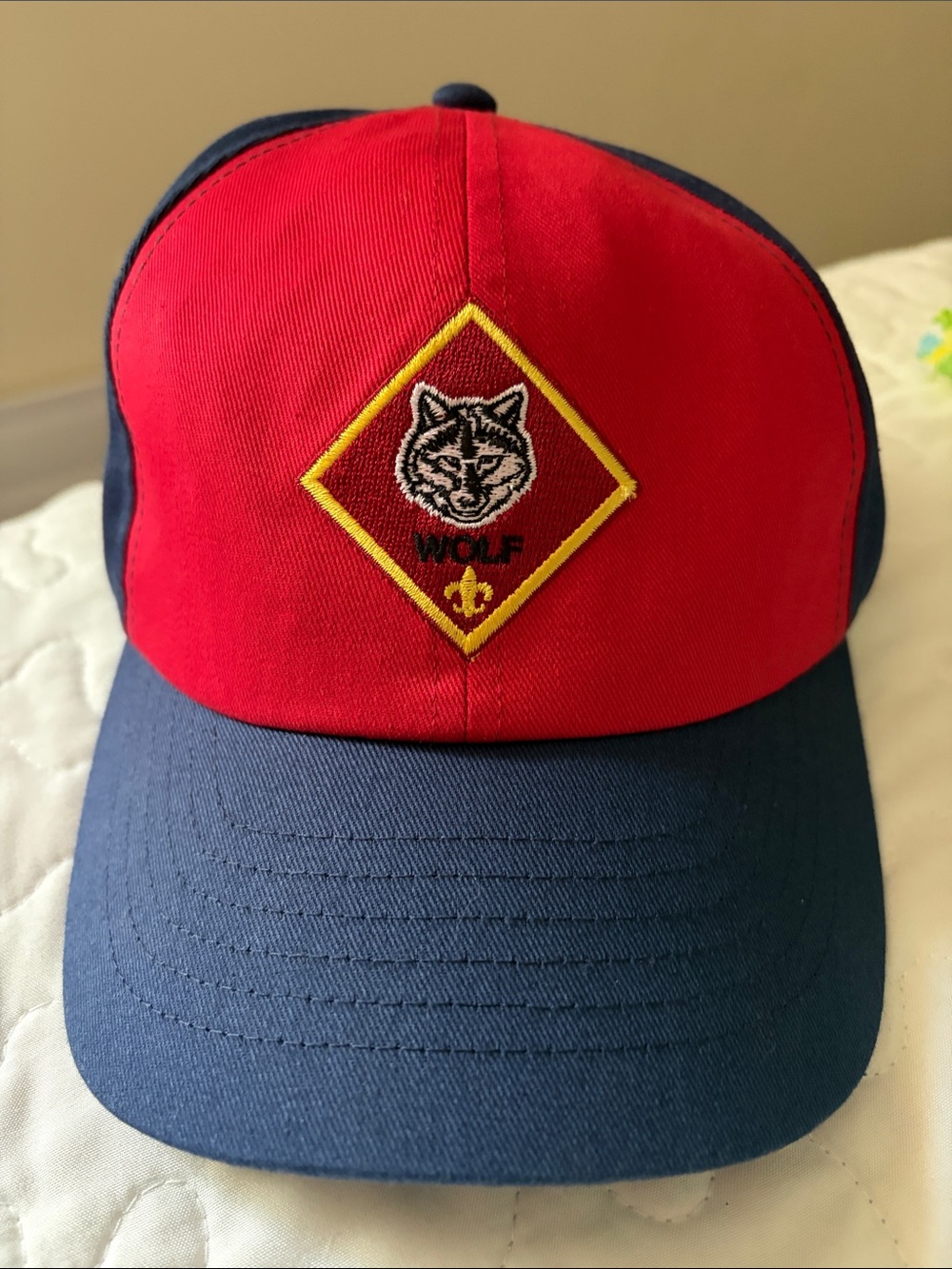 Kids Red and Navy 'Wolf' Patch Baseball Cap